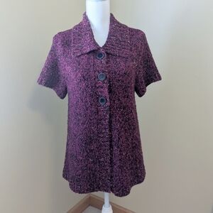 Women's Red Short Sleeve Knit Sweater Top